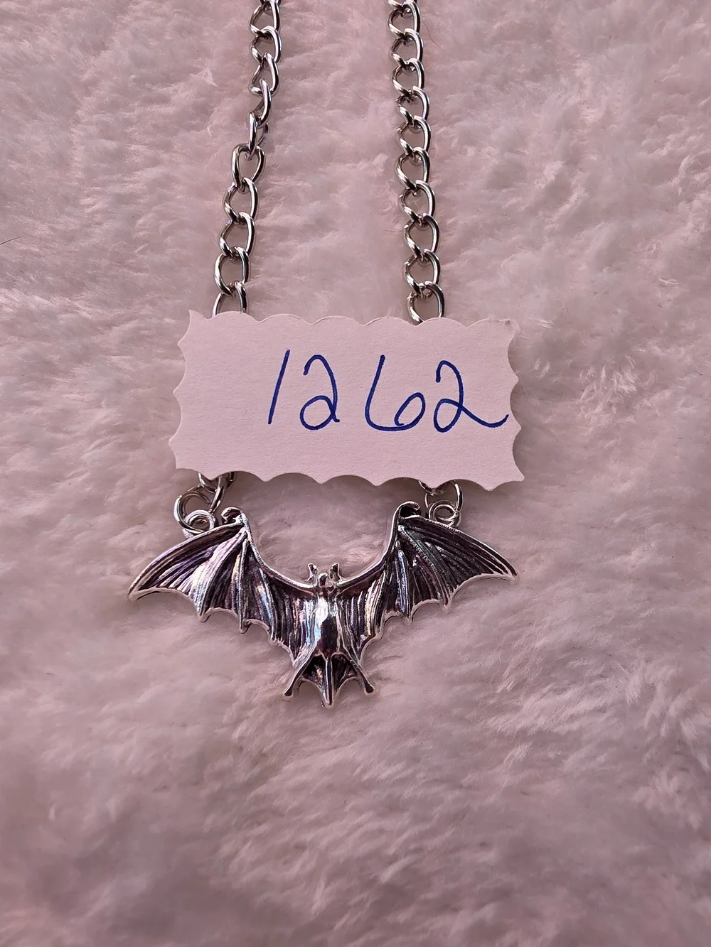 Silver Bat Pendant Necklace Thick Chain